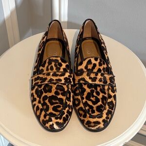 Franco Sarto Hudley Genuine Calf Hair Leopard Print Loafers